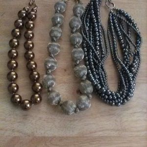 3 Beaded Costume Jewelry Necklaces
